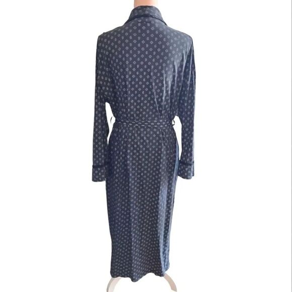 Victoria's Secret Vntg Black White Paisley Print Long Robe with Pockets Large - Picture 12 of 17